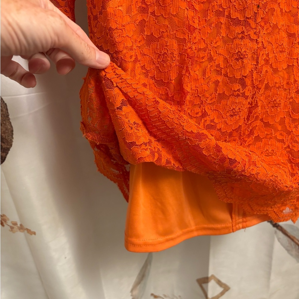 New Topshop size 10 Elegant Orange Lace Dress​ - Picture 7 of 10